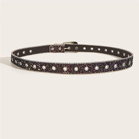 NociHah Rhinestone Belt Western Cowboy Cowgirl Bling Studded Leather Belt main image 6
